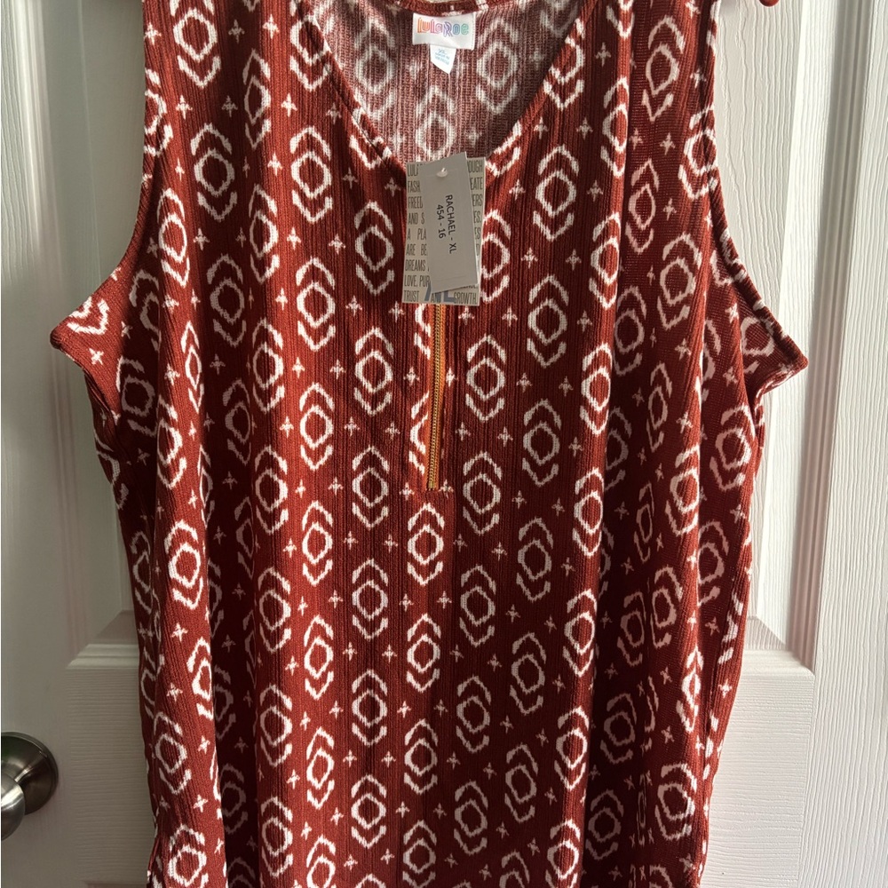 Rachel Rust and White Patterned Tank Top